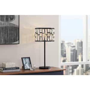 Kristella 24 in. Black Table Lamp with Chrystal Shade