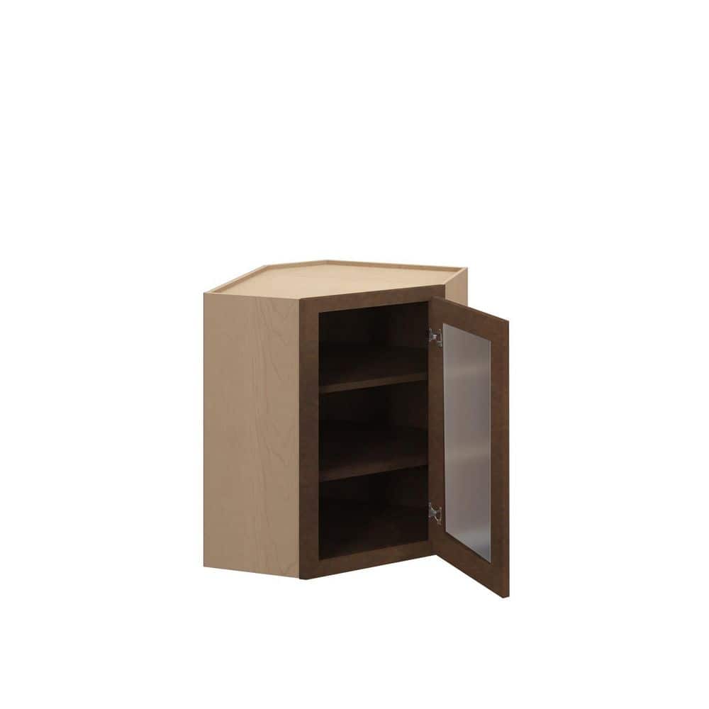 Amherst Shaker 24 in. W x 30 in. H x 12 in. D in Walnut Plywood Assembled Glass Door with Fin Interior Corner Diagonal price history on PriceWatchPro