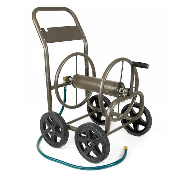 250 Ft 4 Wheel Garden Water Hose Cart, Metal Garden Hose Carts