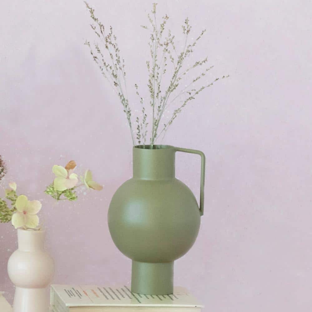 Sophisticated Textured Metal Table Vase with Handle