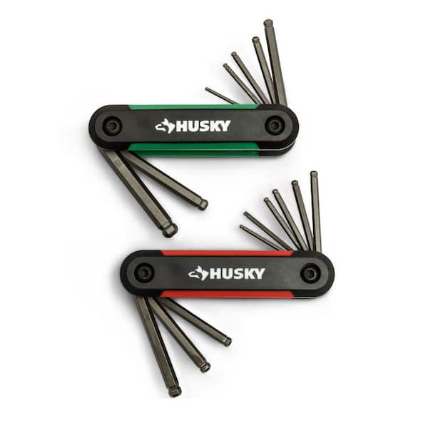 Husky Ball End Folding Hex Key (9-Pieces SAE and 8-Pieces MM)