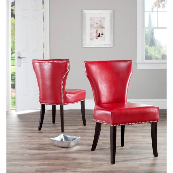 Safavieh Jappic Red/Espresso Bicast Leather Side Chair (Set of 2)