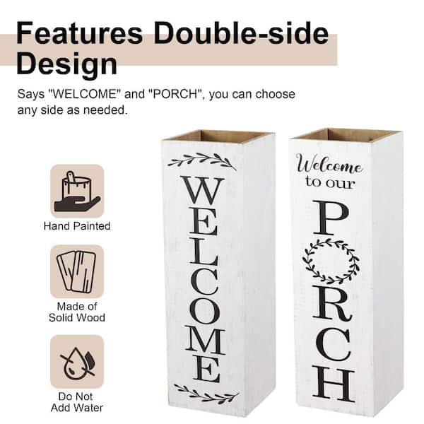 welcome♪ Glitzhome 24 in. H Double Sided Solid Wood White Boxed &quot