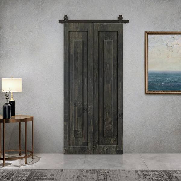 CALHOME 34 in. x 80 in. 1 Panel Shaker Hollow Core Charcoal Black