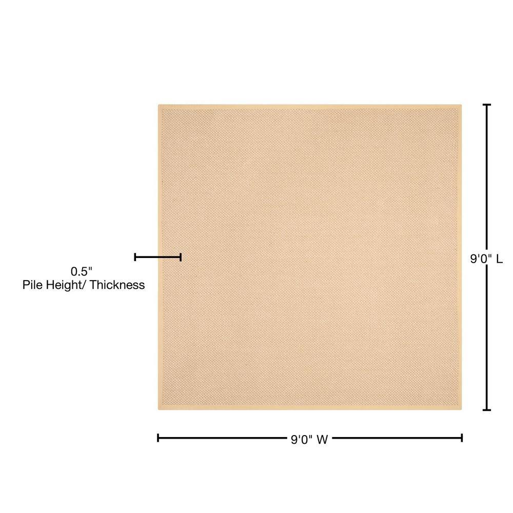 Maize and Wheat Sisal Square Area Rug with Non-Slip Backing