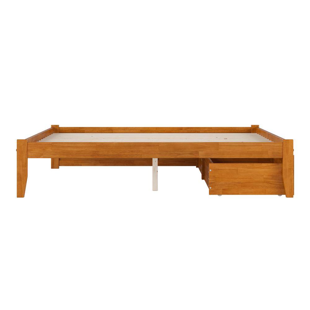 Light Toffee King Wood Platform Bed with Storage Drawers