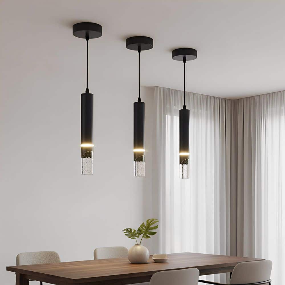 YANSUN 1-Light Black Modern Integrated LED Mini Pendant Light
