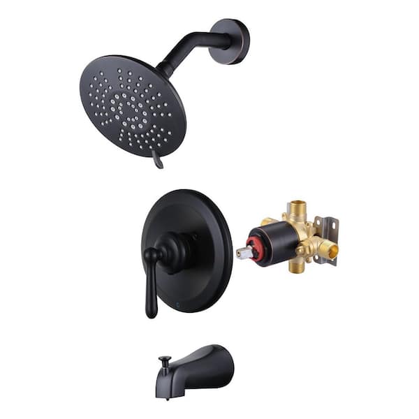 VEVETTA Single Handle 5-Spray Tub and Shower Faucet 1.8 GPM in. Oil Rubbed Bronze with Pressure Balance Valve Included