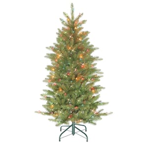 4.5 ft. Pre-Lit Slim Fraser Fir Artificial Christmas Tree with 150 UL Listed Multi-Color Incandescent Lights