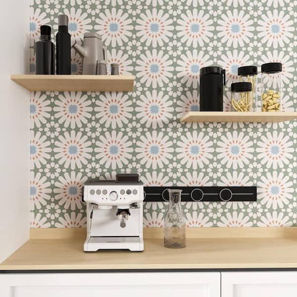 Peel and Stick Tile 7.87 in. x 7.87 in. PVC Self-Adhesive Backsplash Tiles, Green (4.3 sq. ft. / Case)