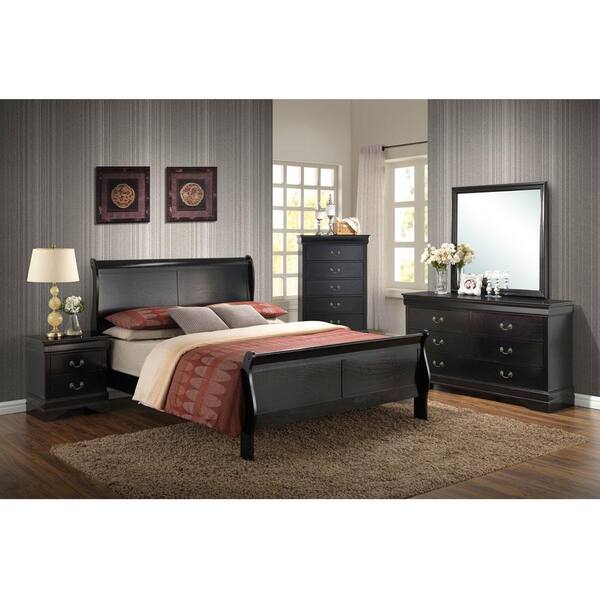 Unbranded Piedmont 5-Piece Black Bedroom Suite (Twin Bed, Dresser, Mirror, Chest and Nightstand)
