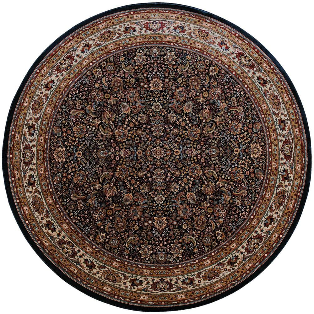 Blue Red Office Rug HomeRoots 8 ft. Round Red, Blue Oriental Washable Area Rug 2000574132 ...