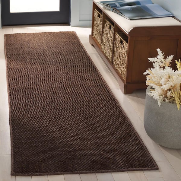 Natural Fiber 3 ft. x 6 ft. Brown/Brown Solid Color Modern Runner Rug
