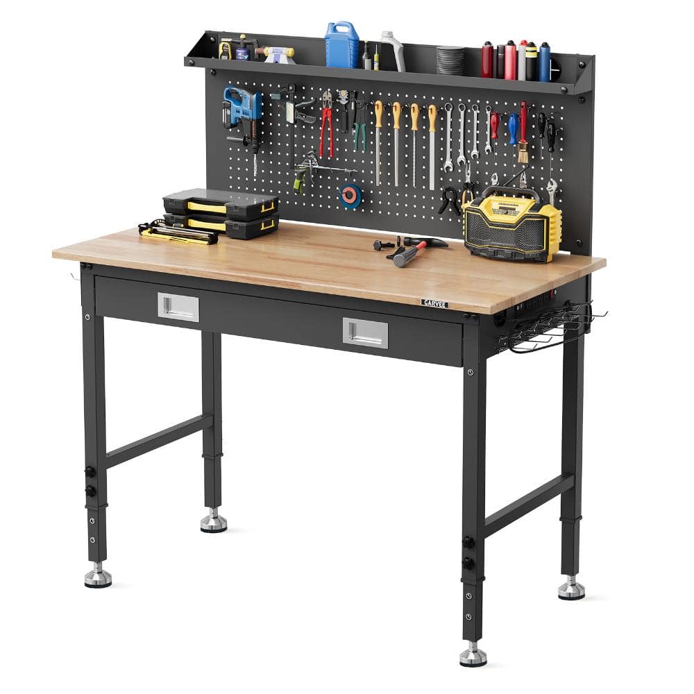 "48""x24"" Heavy Duty Workbench with 2 Drawers & Pegboard, 2000 Lbs Load Capacity, 28.3""-38.1"" Adjustable Height" price history on PriceWatchPro