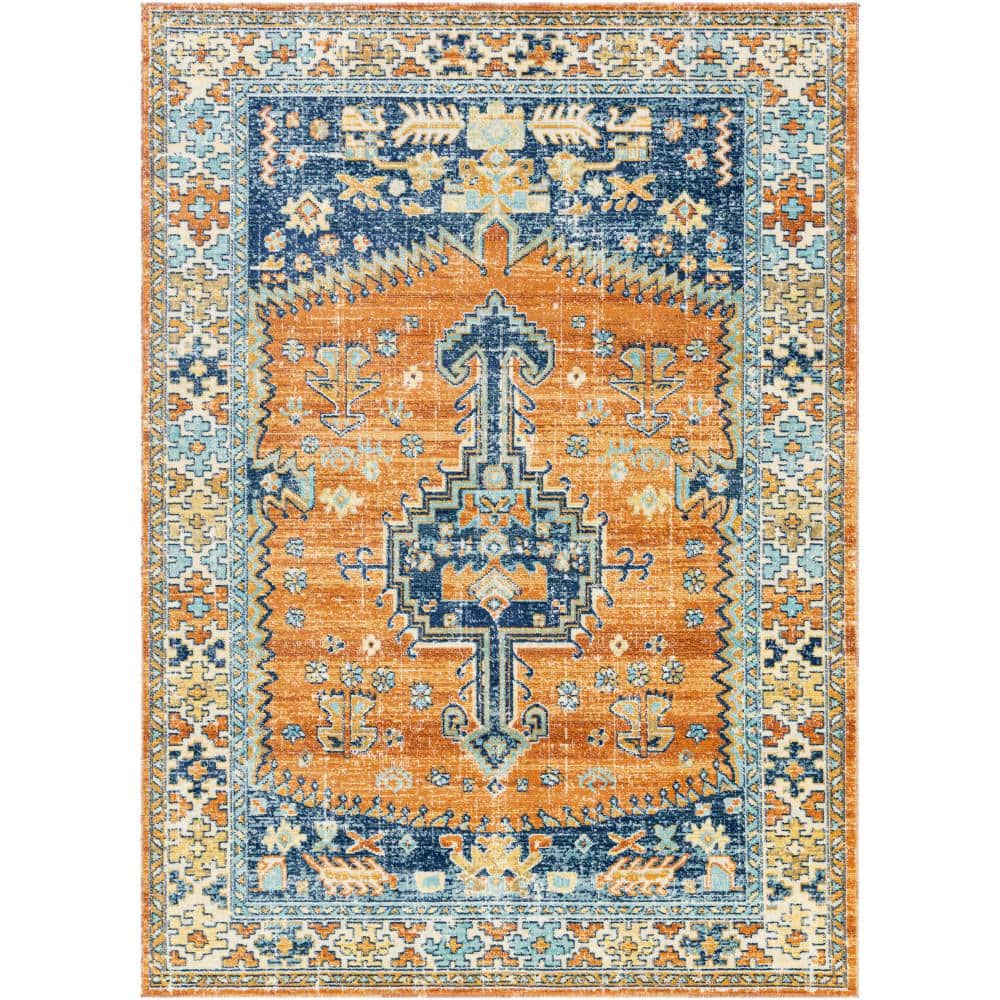 Livabliss Laramie Burnt Orange 7 ft. 10 in. x 10 ft. Medallion Indoor ...