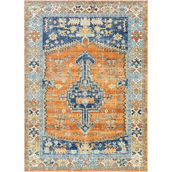 Livabliss Laramie Burnt Orange 7 ft. 10 in. x 10 ft. Medallion Indoor/Outdoor Patio Area Rug