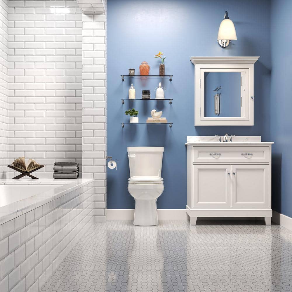 White Elongated Dual Flush High Efficiency Toilet