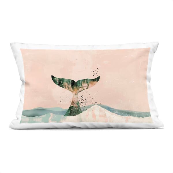 Stupell Industries Pink Abstract Whale Tail Pink Abstract Polyester 14 in. X 20 in. Throw Pillow
