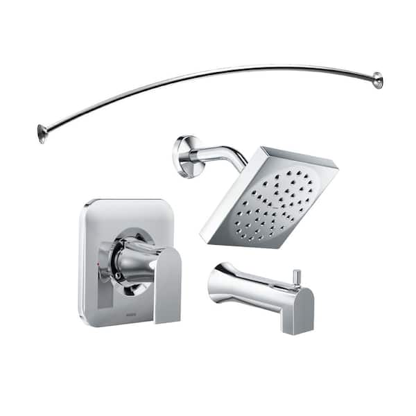 MOEN Genta Single-Handle 1-Spray Tub and Shower Faucet in Chrome with Shower Rod (Valve Included)
