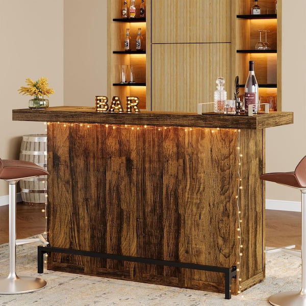 BYBLIGHT Kearsten 70.9 in. Wooden Brown Bar Table, 4-Tier Bar