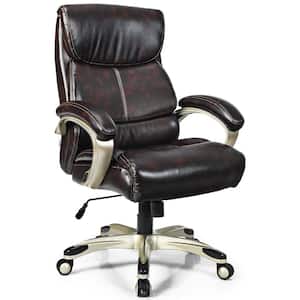Brown High Back PU Leather Adjustable Height Executive Chairs with Arms