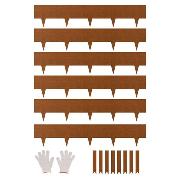 Steel Landscape Edging, 6-Packs 40 x 8 x 0.06 in. Weather-Resistant and Pre-Rust Metal Edging Rust Color Edging Border