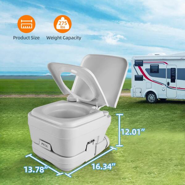 JAXPETY 2.6 Gal. Gray Porta Potty Portable Toilet No Leakage Camping RV  Outdoor Toilet TY91Y0181 - The Home Depot