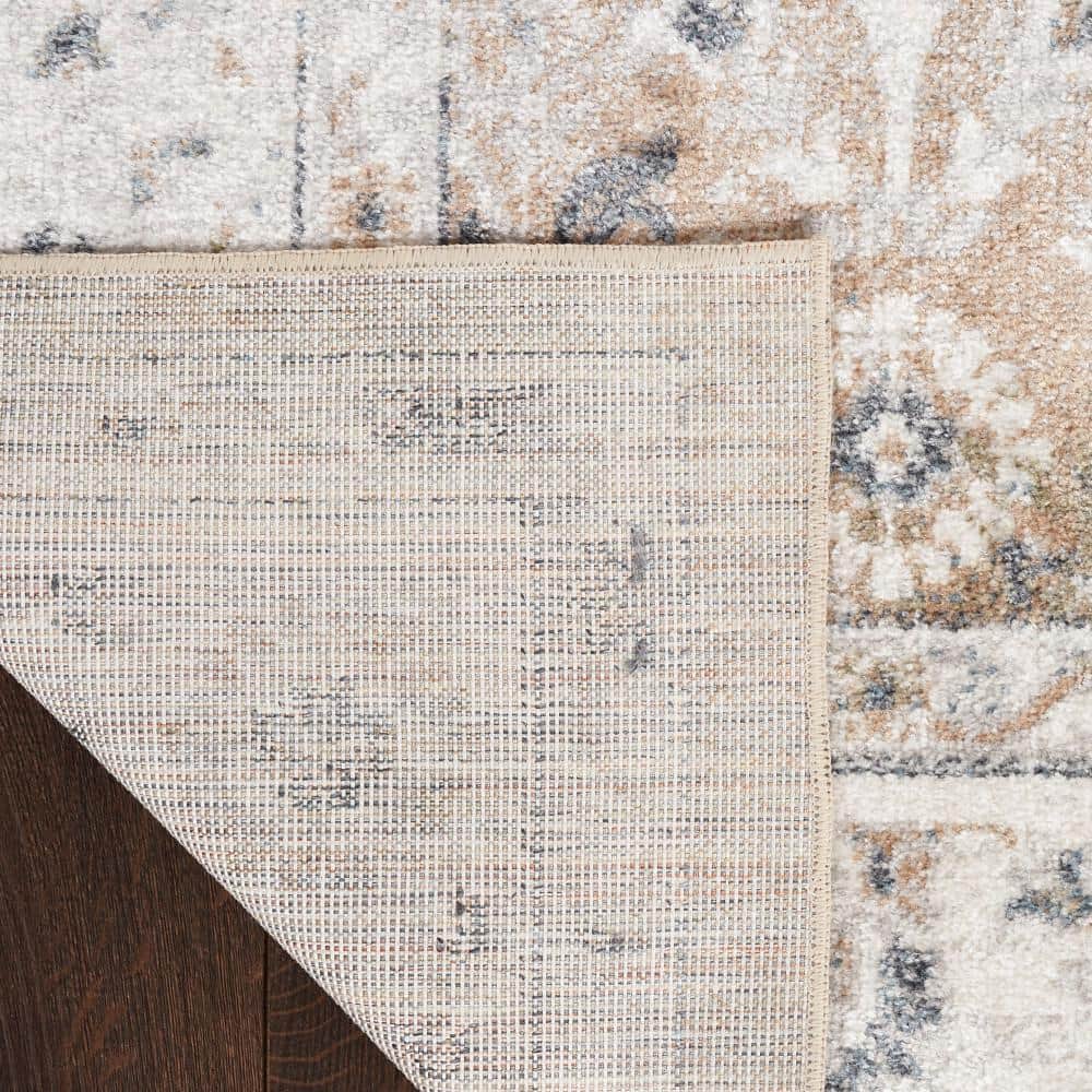 Astra Silver Taupe Floral Synthetic 8' x 10' Washable Area Rug