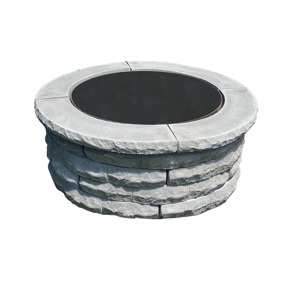 Nantucket Pavers Ledgestone 47 in. x 18 in. Round Concrete Wood Fuel Fire Pit Ring Kit Gray Variegated -  72012