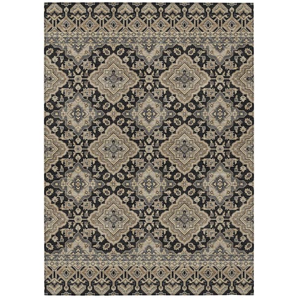 Chantille Machine Washable Indoor/Outdoor Abstract ACN3104 Black 5 ft. x 7 ft. 6 in. Area Rug