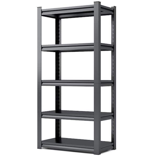 63H 5-Tier Metal Shelves 2000 lbs. Heavy Duty Storage Shelves with Adjustable Shelf, Storage Utility Rack in Black