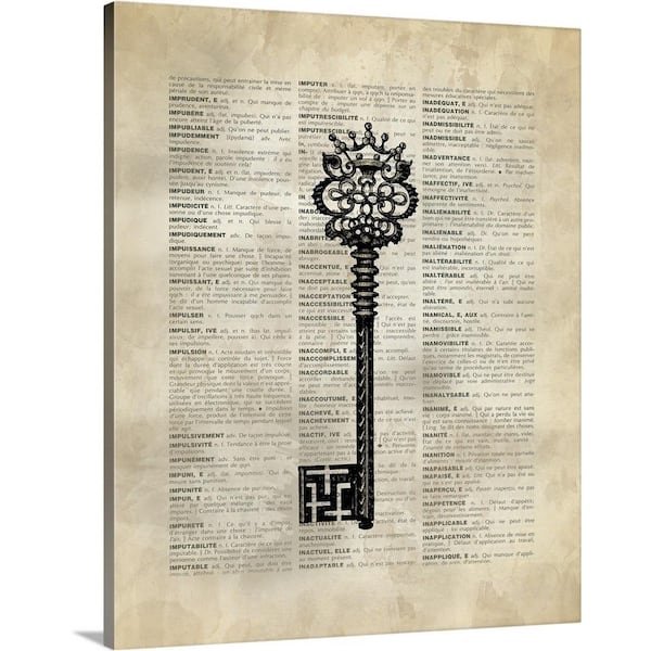 GreatBigCanvas 16 in. x 20 in. "Vintage Dictionary Art: Key" by Circle Art Group Canvas Wall Art