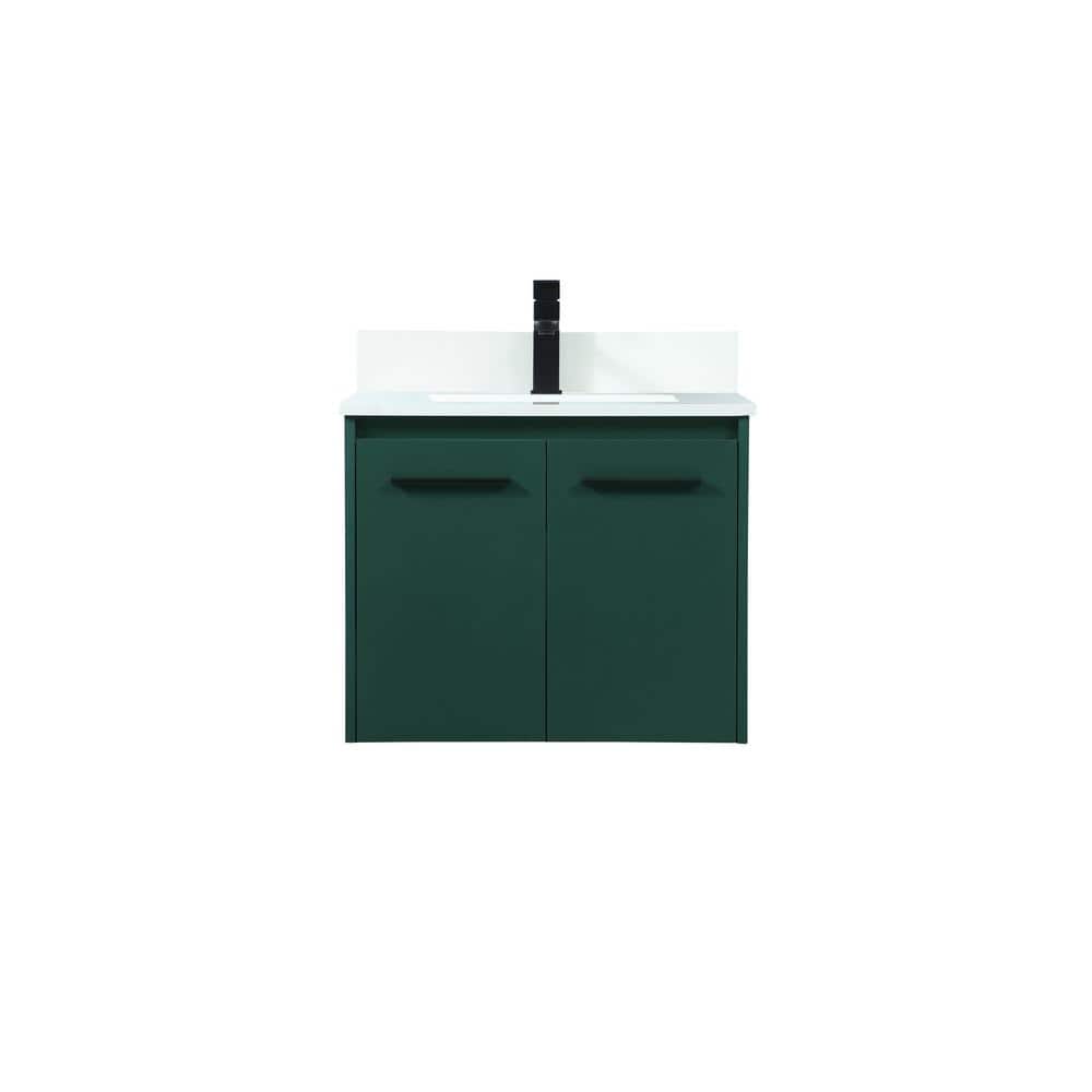 Simply Living 24 in. W x 18 in. D x 19.7 in. H Bath Vanity in Green with Iv