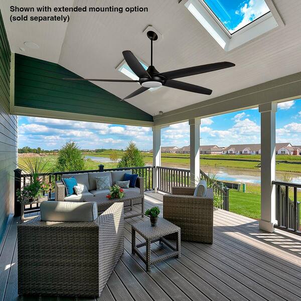 Highstone 70 in. White Color Changing Indoor/Outdoor Matte Black Smart Ceiling Fan with Remote Powered by Hubspace