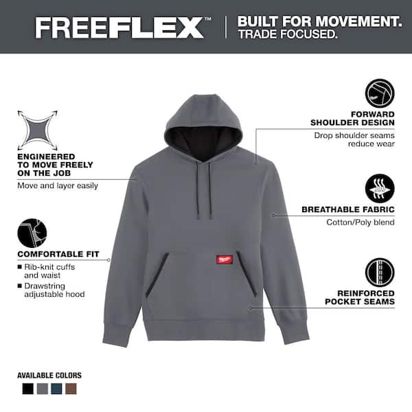 Men's 2X-Large Gray Midweight Cotton/Polyester Long-Sleeve Pullover Hoodie