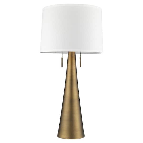 HomeRoots 33.5 in. Brass Standard Light Bulb Bedside Table Lamp