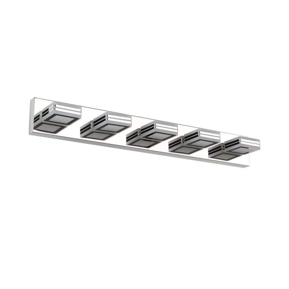 Tidoin 32.3 in. 5-Light Chrome LED Vanity Light Bar Light-YDW1-888 The  Home Depot