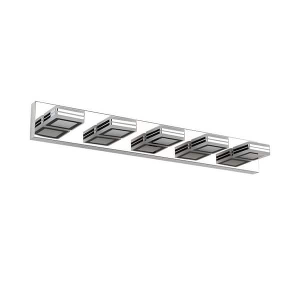 Tidoin 32.3 in. 5-Light Chrome LED Vanity Light Bar