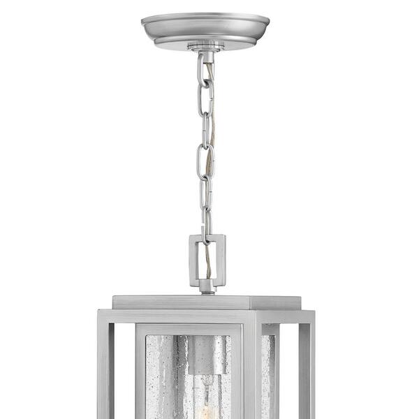 HINKLEY - Republic 16.75 in. 1-Light Satin Nickel Composite Platic Outdoor Pendant Light