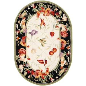 SAFAVIEH Chelsea Ivory/Black 4 ft. x 4 ft. Round Medallion Border ...
