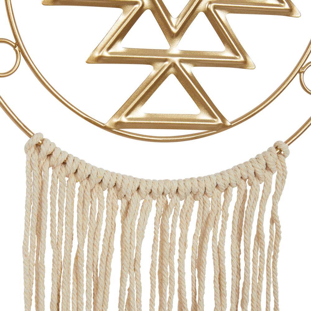 Multi-Colored Metal and Linen Macrame Wall Hanging Set