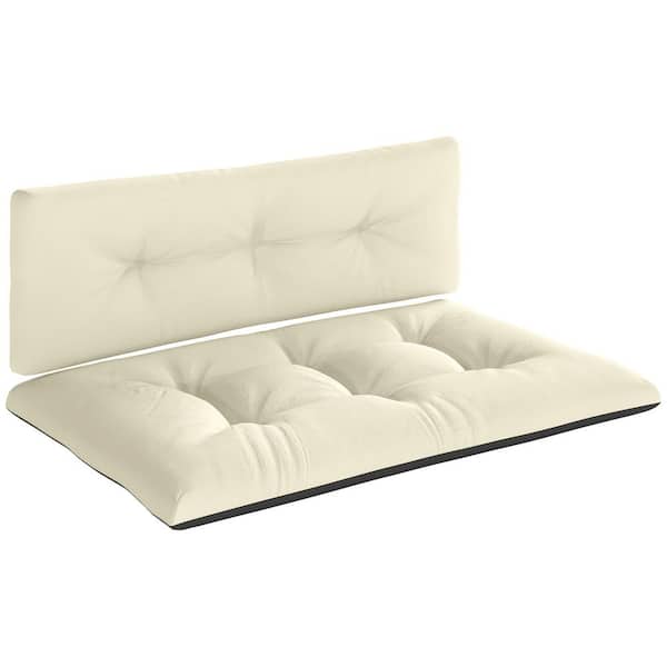 2-Piece Pallet Cushions Outdoor 3.9 in. Thick Replacement Pallet Couch Cushions, Cream White and Dark Gray