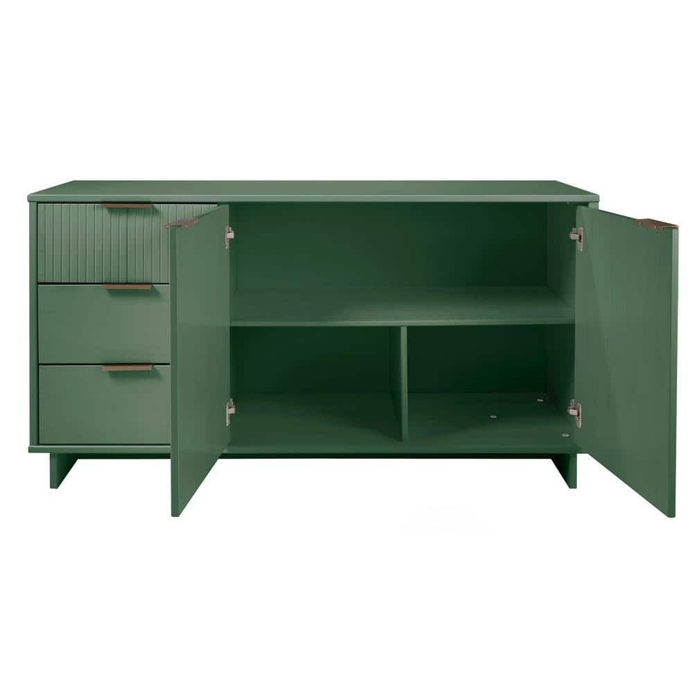 Granville Sage Green 55'' Modern Ribbed 3-Drawer Sideboard