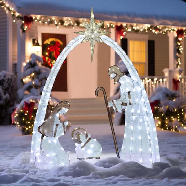 Beautiful LED Lit Christmas Holy Family Decoration good 150 Magical LED Lights