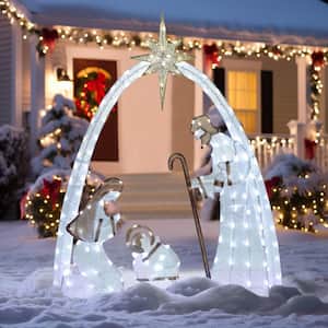 5 ft. Cool White LED Nativity Set Christmas Holiday Yard Decoration