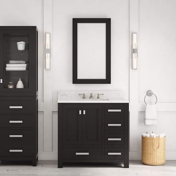 Madison 36 in. W x 21.5 in. D x 34 in. H Single Sink Bath Vanity in Espresso with Carrara White Marble Top