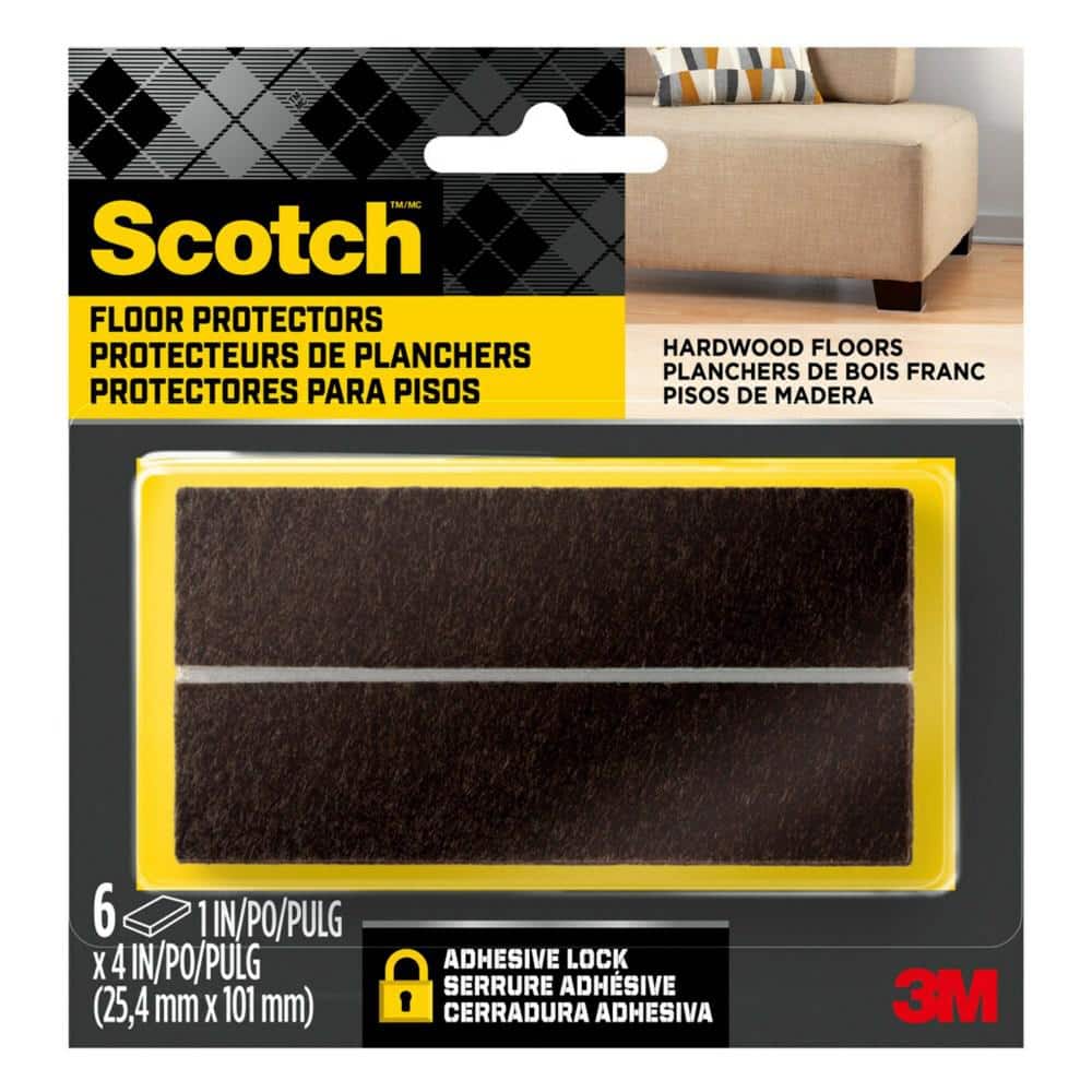 Scotch 1 in. x 4 in Brown Rectangle Felt Pads (6-Pack) SP829-NA - The Home  Depot