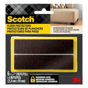 1 in. x 4 in Brown Rectangle Felt Pads (6-Pack)