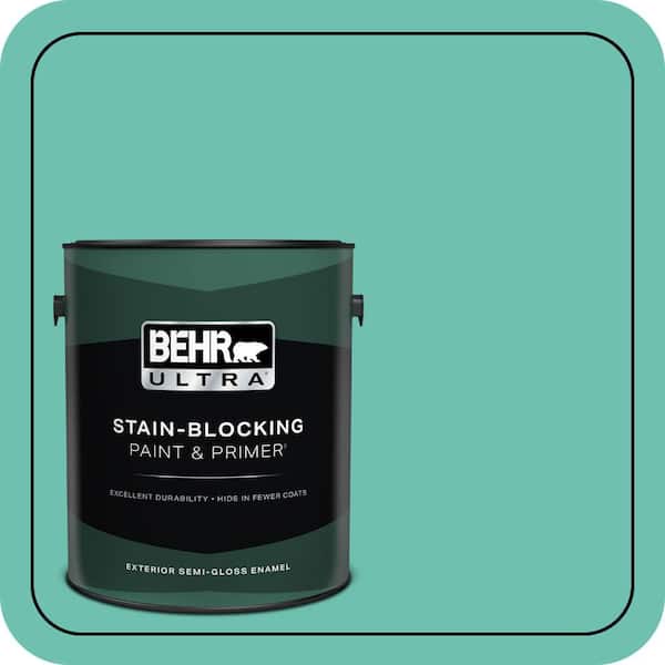 BEHR ULTRA 1 gal. #P440-4 March Aquamarine Semi-Gloss Enamel Exterior Paint & Primer