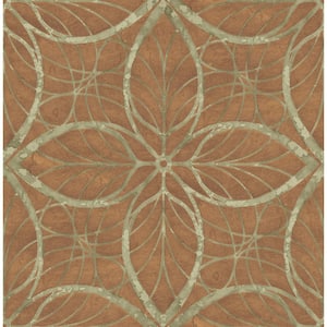 Patina Lattice Metallic Bronze and Green Geometric Paper Strippable Roll (Covers 56.05 sq. ft.)